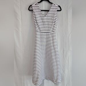 Kate Spade White and Navy Striped Midi Dress